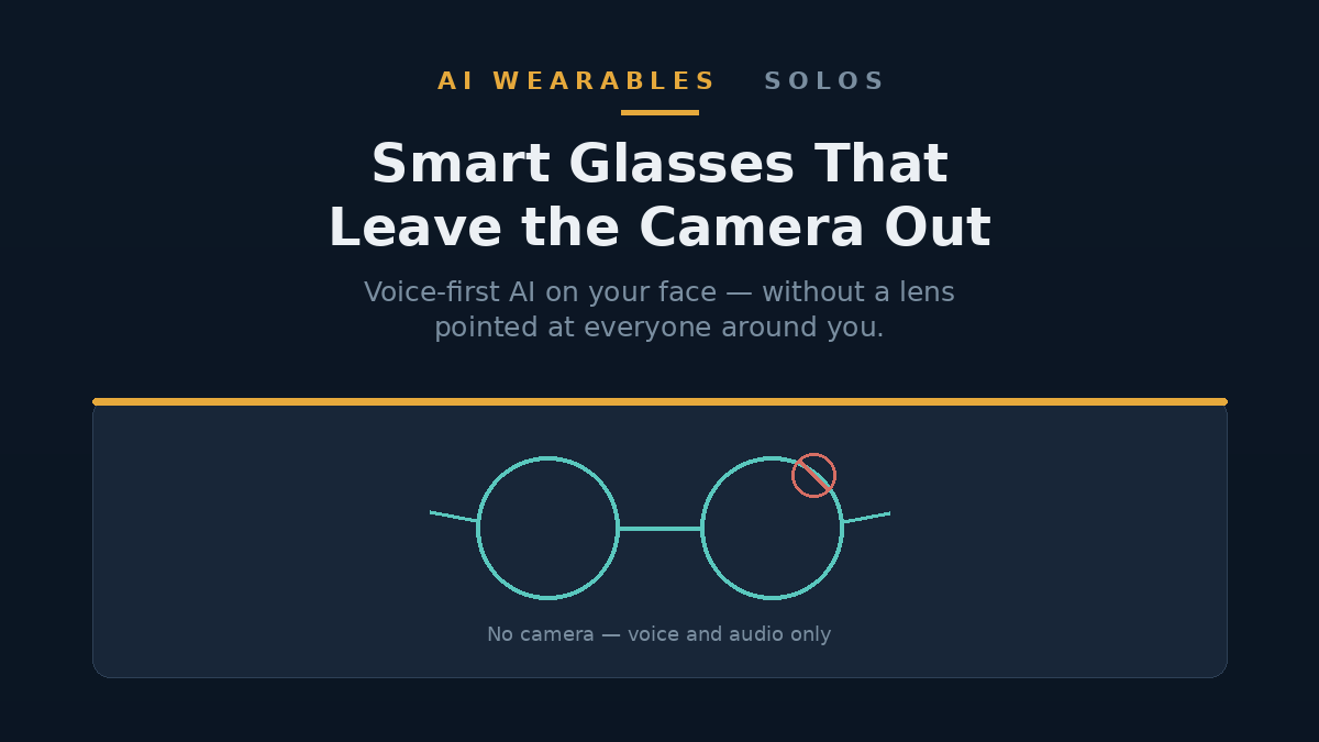 Illustration of lightweight everyday smart glasses with no camera on the frame