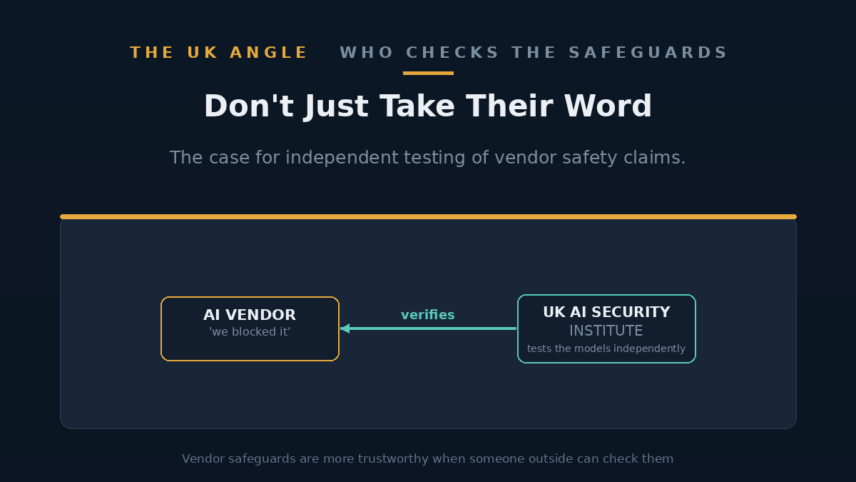 Diagram of an independent institute testing an AI company's safety claims